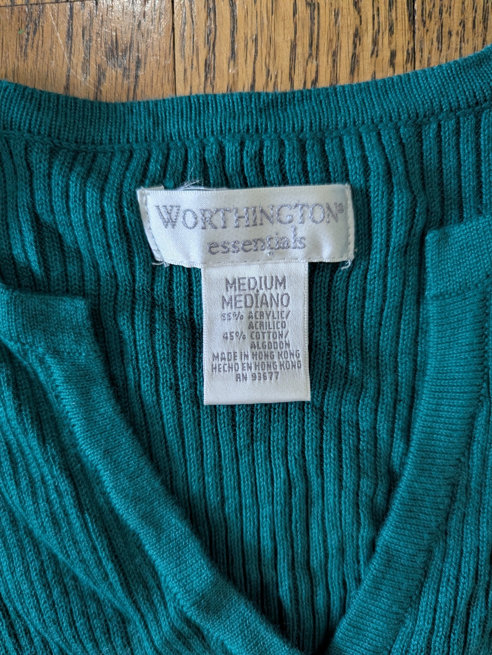 Worthington Teal Ribbed Button-Front Top - Picture 4 of 4